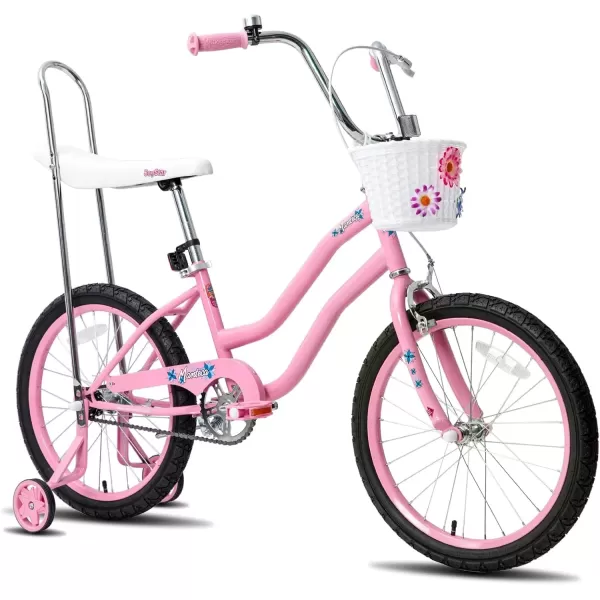 imageJOYSTAR 20 Inch Girls Bike with Training Wheels Banana Seat Bike for Girls Ages 712 Years Old Kids Girls Bicycle with Front Handbrake and Coaster Brakes Kickstand IncludedPink