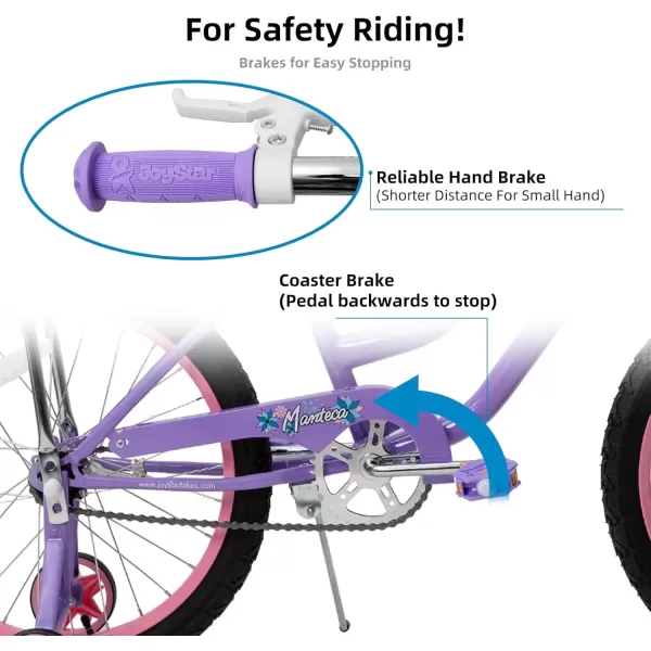 imageJOYSTAR 20 Inch Girls Bike with Training Wheels Banana Seat Bike for Girls Ages 712 Years Old Kids Girls Bicycle with Front Handbrake and Coaster Brakes Kickstand IncludedPurple