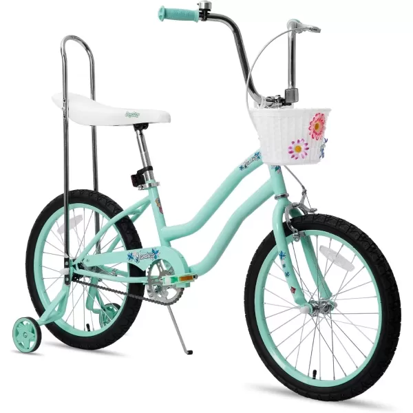 imageJOYSTAR 20 Inch Girls Bike with Training Wheels Banana Seat Bike for Girls Ages 712 Years Old Kids Girls Bicycle with Front Handbrake and Coaster Brakes Kickstand IncludedGreen