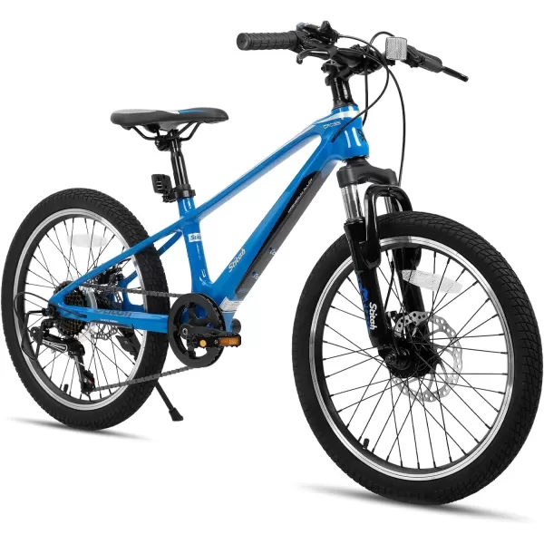 imageJOYSTAR 20 Inch Kids Bike for Ages 712 Year Old Boys Girls Magnesium Alloy Kids Mountain Bicycle with Shimano 7Speed ampamp Dual Disc Brake Muliple ColorsBlue