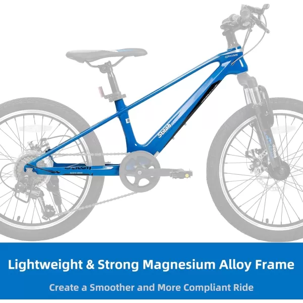 imageJOYSTAR 20 Inch Kids Bike for Ages 712 Year Old Boys Girls Magnesium Alloy Kids Mountain Bicycle with Shimano 7Speed ampamp Dual Disc Brake Muliple ColorsBlue
