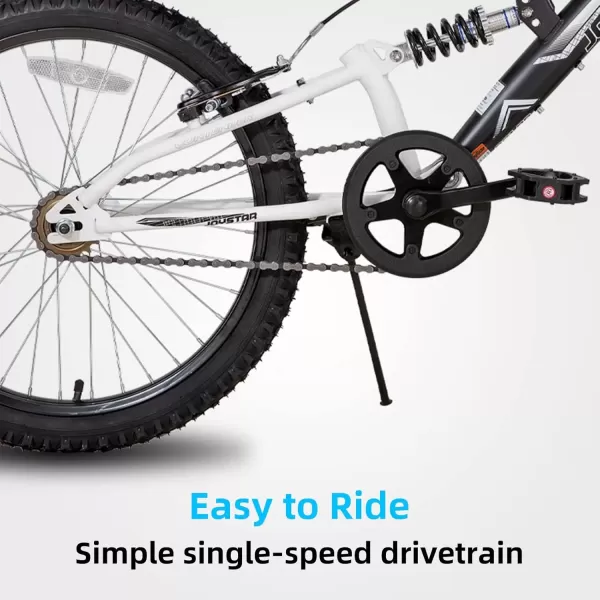 imageJOYSTAR 20 Inch Kids Bike for Boys Girls Ages 713 Years Old DualSuspension Kids Mountain Bike with Dual Handbrake ampamp Kickstand Multiple ColorsBlack