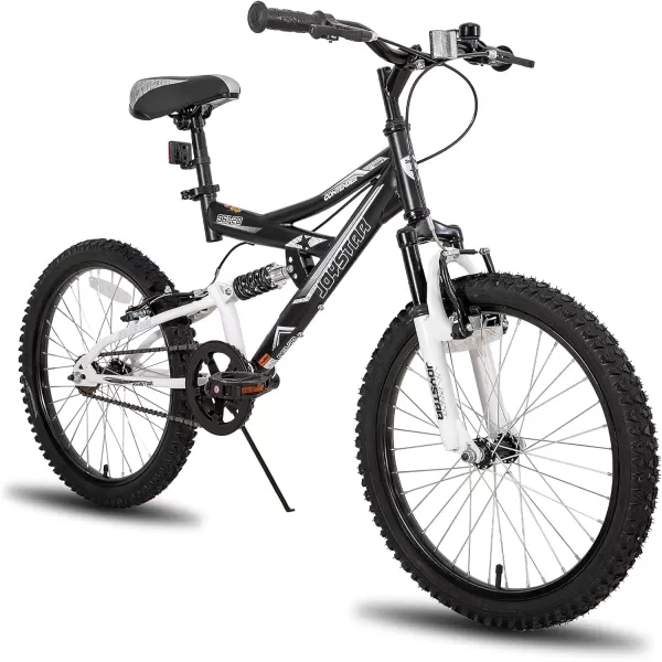 imageJOYSTAR 20 Inch Kids Bike for Boys Girls Ages 713 Years Old DualSuspension Kids Mountain Bike with Dual Handbrake ampamp Kickstand Multiple ColorsBlack