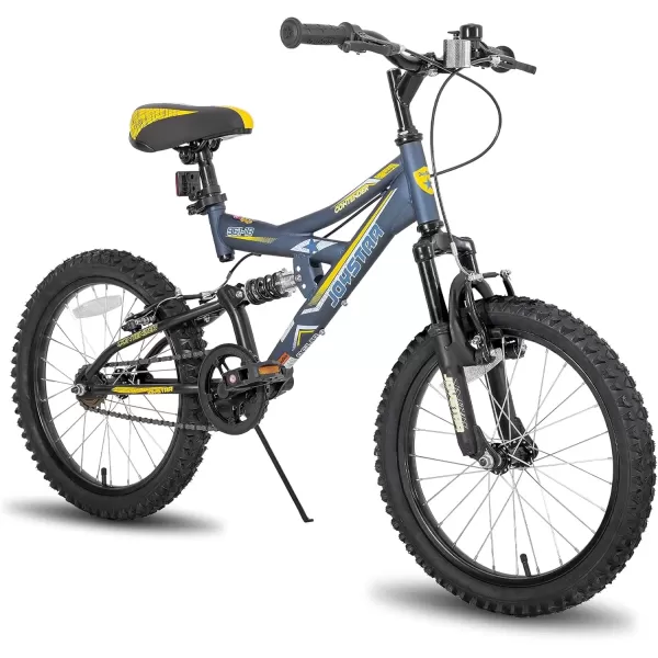 imageJOYSTAR 20 Inch Kids Bike for Boys Girls Ages 713 Years Old DualSuspension Kids Mountain Bike with Dual Handbrake ampamp Kickstand Multiple ColorsBlue