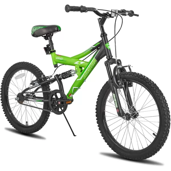 imageJOYSTAR 20 Inch Kids Bike for Boys Girls Ages 713 Years Old DualSuspension Kids Mountain Bike with Dual Handbrake ampamp Kickstand Multiple ColorsGreen