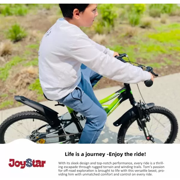 imageJOYSTAR 20 Inch Kids Bike for Boys Girls Ages 713 Years Old DualSuspension Kids Mountain Bike with Dual Handbrake ampamp Kickstand Multiple ColorsGreen