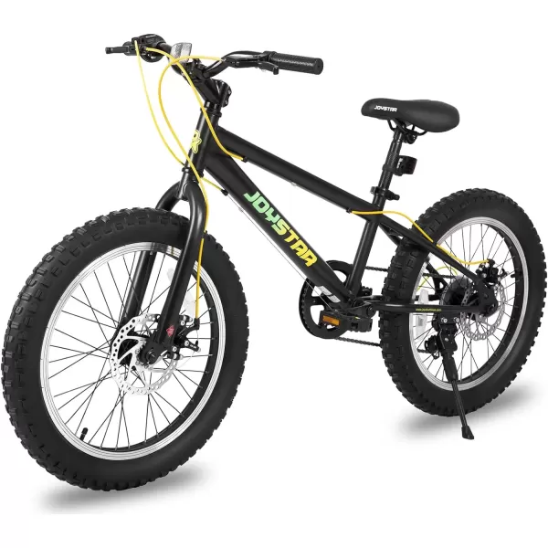 imageJOYSTAR 20 Inch Mountain Bike for Kids Ages 712 Year Old 3Inch Wide Knobby Tires 7 Speed Shimano Drivetrain Disc Brakes Fat Tire Kids Bicycles for Boys GirlsBlack