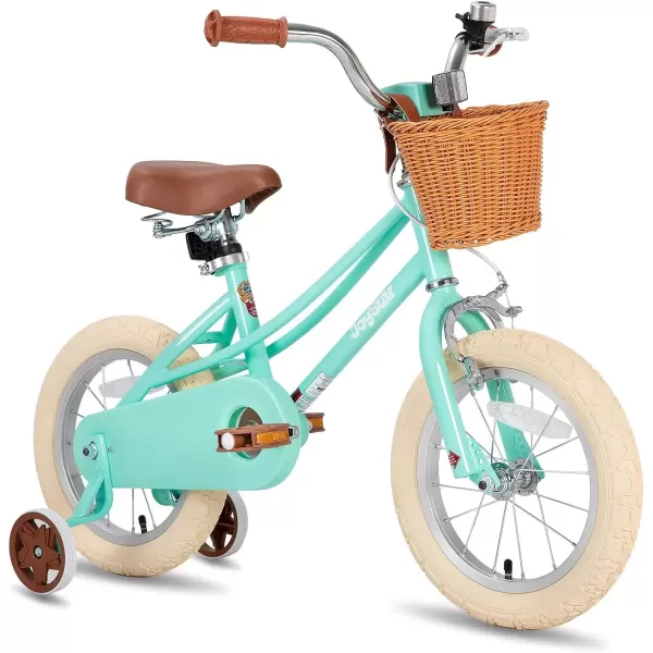 imageJOYSTAR Girls Bike for 212 Years Old Toddlers and Kids 12quot 14quot 16quot Kids Bike with Training Wheels 20 Inch Kids Bicycle with Kickstand Retro Style Kids BikesMint Green