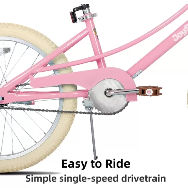 imageJOYSTAR Girls Bike for 212 Years Old Toddlers and Kids 12quot 14quot 16quot Kids Bike with Training Wheels 20 Inch Kids Bicycle with Kickstand Retro Style Kids BikesLight Pink