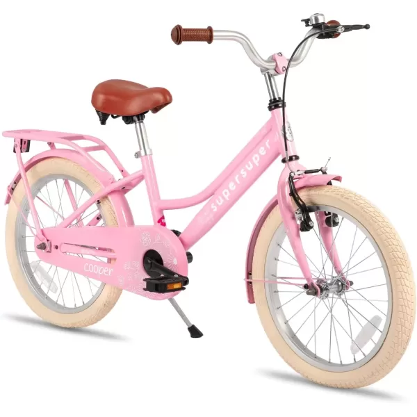 imageJOYSTAR Girls Bike for 212 Years Old Toddlers and Kids 12quot 14quot 16quot Kids Bike with Training Wheels 20 Inch Kids Bicycle with Kickstand Retro Style Kids BikesZPink