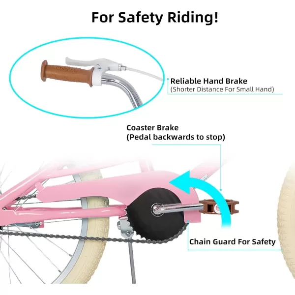 imageJOYSTAR Girls Bike for 212 Years Old Toddlers and Kids 12quot 14quot 16quot Kids Bike with Training Wheels 20 Inch Kids Bicycle with Kickstand Retro Style Kids BikesLight Pink