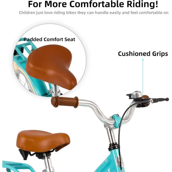 imageJOYSTAR Girls Bike for 212 Years Old Toddlers and Kids 12quot 14quot 16quot Kids Bike with Training Wheels 20 Inch Kids Bicycle with Kickstand Retro Style Kids BikesZGreen