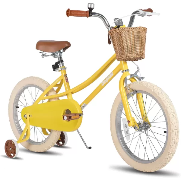 imageJOYSTAR Girls Bike for 212 Years Old Toddlers and Kids 12quot 14quot 16quot Kids Bike with Training Wheels 20 Inch Kids Bicycle with Kickstand Retro Style Kids BikesSunny Yellow