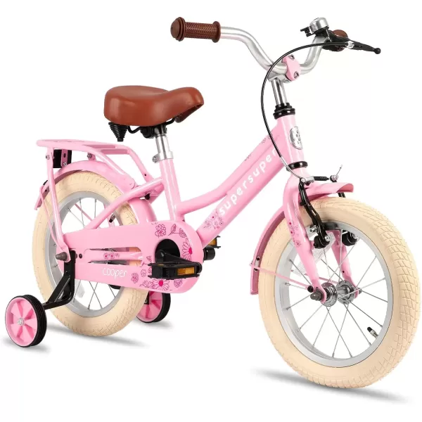 imageJOYSTAR Girls Bike for 212 Years Old Toddlers and Kids 12quot 14quot 16quot Kids Bike with Training Wheels 20 Inch Kids Bicycle with Kickstand Retro Style Kids BikesZPink