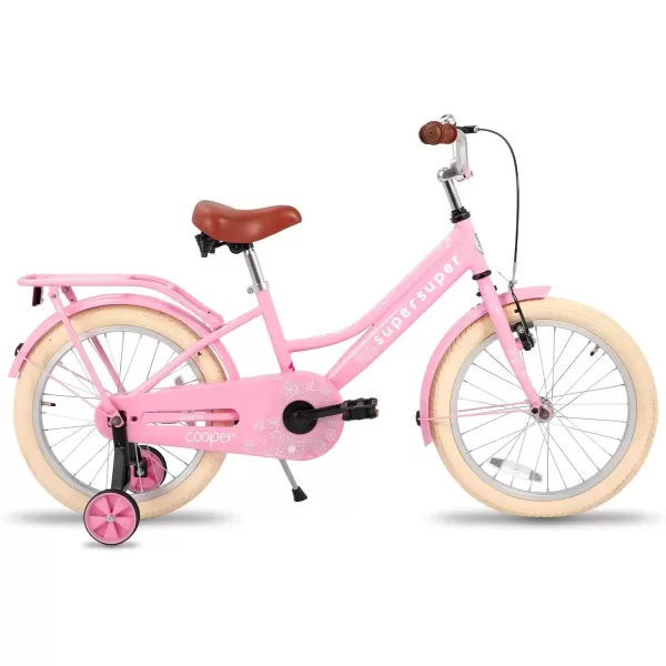 imageJOYSTAR Girls Bike for 212 Years Old Toddlers and Kids 12quot 14quot 16quot Kids Bike with Training Wheels 20 Inch Kids Bicycle with Kickstand Retro Style Kids BikesZPink