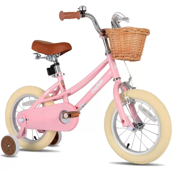 imageJOYSTAR Girls Bike for 212 Years Old Toddlers and Kids 12quot 14quot 16quot Kids Bike with Training Wheels 20 Inch Kids Bicycle with Kickstand Retro Style Kids BikesLight Pink