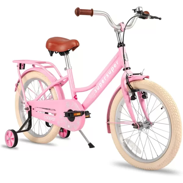 imageJOYSTAR Girls Bike for 212 Years Old Toddlers and Kids 12quot 14quot 16quot Kids Bike with Training Wheels 20 Inch Kids Bicycle with Kickstand Retro Style Kids BikesZPink