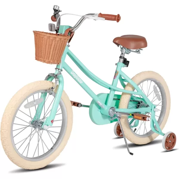 imageJOYSTAR Girls Bike for 212 Years Old Toddlers and Kids 12quot 14quot 16quot Kids Bike with Training Wheels 20 Inch Kids Bicycle with Kickstand Retro Style Kids BikesMint Green