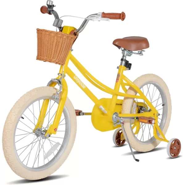 imageJOYSTAR Girls Bike for 212 Years Old Toddlers and Kids 12quot 14quot 16quot Kids Bike with Training Wheels 20 Inch Kids Bicycle with Kickstand Retro Style Kids BikesSunny Yellow