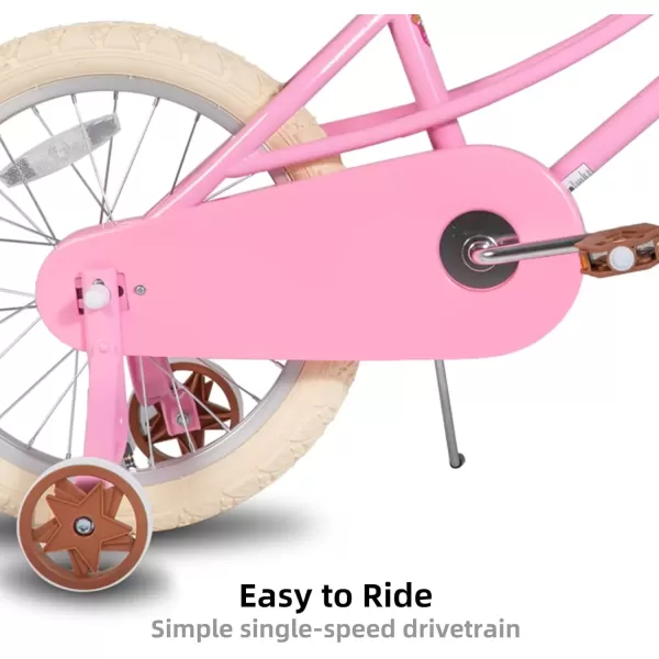 imageJOYSTAR Girls Bike for 212 Years Old Toddlers and Kids 12quot 14quot 16quot Kids Bike with Training Wheels 20 Inch Kids Bicycle with Kickstand Retro Style Kids BikesLight Pink