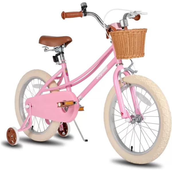 imageJOYSTAR Girls Bike for 212 Years Old Toddlers and Kids 12quot 14quot 16quot Kids Bike with Training Wheels 20 Inch Kids Bicycle with Kickstand Retro Style Kids BikesLight Pink