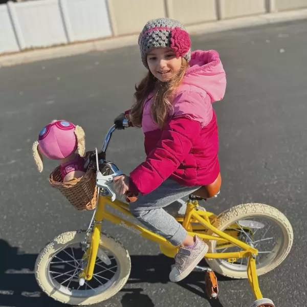 imageJOYSTAR Girls Bike for 212 Years Old Toddlers and Kids 12quot 14quot 16quot Kids Bike with Training Wheels 20 Inch Kids Bicycle with Kickstand Retro Style Kids BikesSunny Yellow