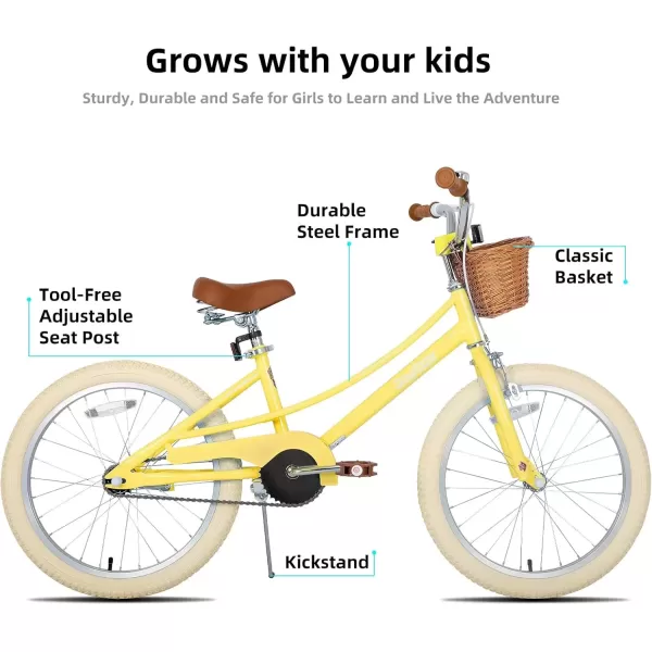 imageJOYSTAR Girls Bike for 212 Years Old Toddlers and Kids 12quot 14quot 16quot Kids Bike with Training Wheels 20 Inch Kids Bicycle with Kickstand Retro Style Kids BikesSunny Yellow