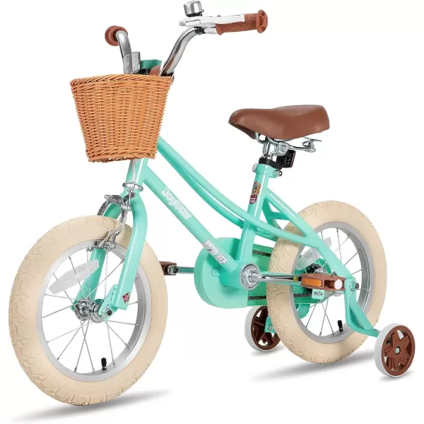 imageJOYSTAR Girls Bike for 212 Years Old Toddlers and Kids 12quot 14quot 16quot Kids Bike with Training Wheels 20 Inch Kids Bicycle with Kickstand Retro Style Kids BikesMint Green