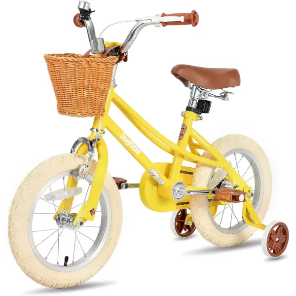 imageJOYSTAR Girls Bike for 212 Years Old Toddlers and Kids 12quot 14quot 16quot Kids Bike with Training Wheels 20 Inch Kids Bicycle with Kickstand Retro Style Kids BikesSunny Yellow