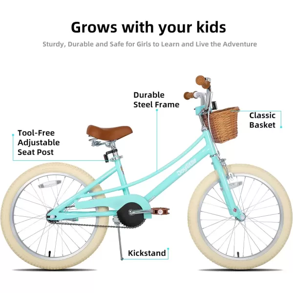 imageJOYSTAR Girls Bike for 212 Years Old Toddlers and Kids 12quot 14quot 16quot Kids Bike with Training Wheels 20 Inch Kids Bicycle with Kickstand Retro Style Kids BikesMint Green