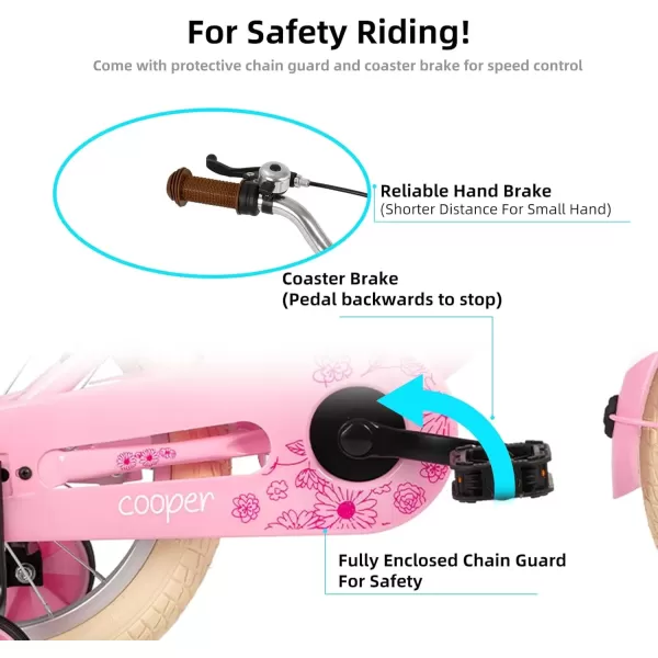 imageJOYSTAR Girls Bike for 212 Years Old Toddlers and Kids 12quot 14quot 16quot Kids Bike with Training Wheels 20 Inch Kids Bicycle with Kickstand Retro Style Kids BikesZPink