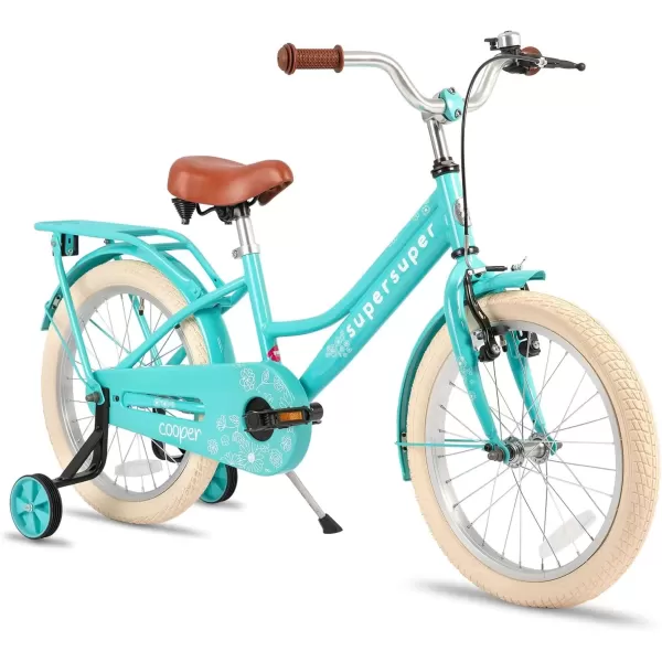 imageJOYSTAR Girls Bike for 212 Years Old Toddlers and Kids 12quot 14quot 16quot Kids Bike with Training Wheels 20 Inch Kids Bicycle with Kickstand Retro Style Kids BikesZGreen