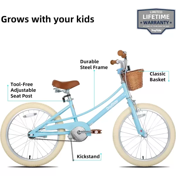 imageJOYSTAR Girls Bike for 212 Years Old Toddlers and Kids 12quot 14quot 16quot Kids Bike with Training Wheels 20 Inch Kids Bicycle with Kickstand Retro Style Kids BikesSky Blue