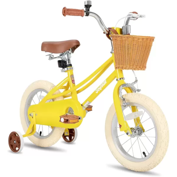 imageJOYSTAR Girls Bike for 212 Years Old Toddlers and Kids 12quot 14quot 16quot Kids Bike with Training Wheels 20 Inch Kids Bicycle with Kickstand Retro Style Kids BikesSunny Yellow