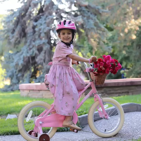 imageJOYSTAR Girls Bike for 212 Years Old Toddlers and Kids 12quot 14quot 16quot Kids Bike with Training Wheels 20 Inch Kids Bicycle with Kickstand Retro Style Kids BikesLight Pink