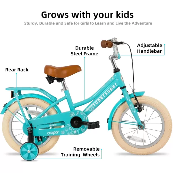 imageJOYSTAR Girls Bike for 212 Years Old Toddlers and Kids 12quot 14quot 16quot Kids Bike with Training Wheels 20 Inch Kids Bicycle with Kickstand Retro Style Kids BikesZGreen