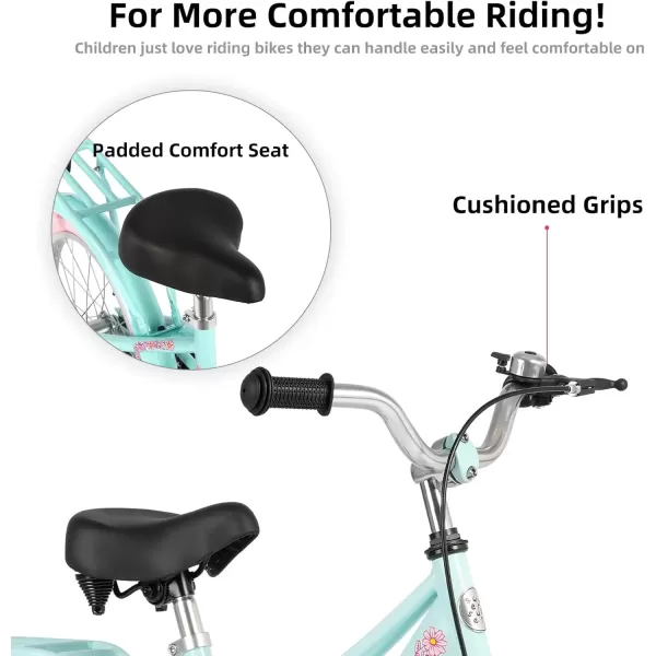 imageJOYSTAR Girls Bike for Toddlers and Kids Age 310 Years 14 16 18 Inch Kids Bike with Training Wheels and Handbrakes 20Inch Girls Bike Multiple ColorsLola Green