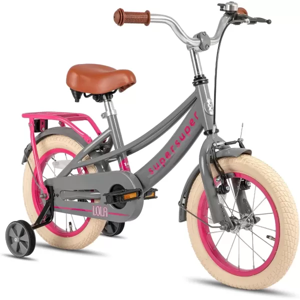 imageJOYSTAR Girls Bike for Toddlers and Kids Age 310 Years 14 16 18 Inch Kids Bike with Training Wheels and Handbrakes 20Inch Girls Bike Multiple ColorsLola Grey