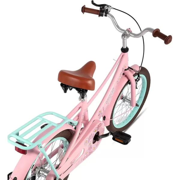 imageJOYSTAR Girls Bike for Toddlers and Kids Age 310 Years 14 16 18 Inch Kids Bike with Training Wheels and Handbrakes 20Inch Girls Bike Multiple ColorsLola Pink