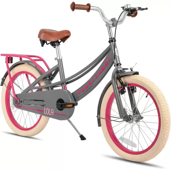 imageJOYSTAR Girls Bike for Toddlers and Kids Age 310 Years 14 16 18 Inch Kids Bike with Training Wheels and Handbrakes 20Inch Girls Bike Multiple ColorsLola Grey