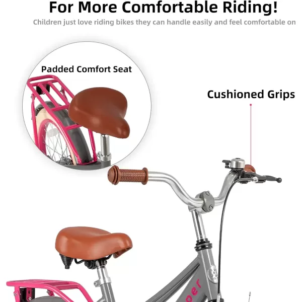 imageJOYSTAR Girls Bike for Toddlers and Kids Age 310 Years 14 16 18 Inch Kids Bike with Training Wheels and Handbrakes 20Inch Girls Bike Multiple ColorsLola Grey