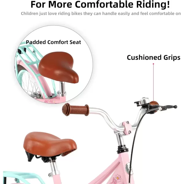 imageJOYSTAR Girls Bike for Toddlers and Kids Age 310 Years 14 16 18 Inch Kids Bike with Training Wheels and Handbrakes 20Inch Girls Bike Multiple ColorsLola Pink