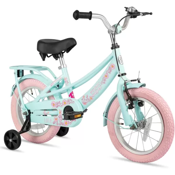 imageJOYSTAR Girls Bike for Toddlers and Kids Age 310 Years 14 16 18 Inch Kids Bike with Training Wheels and Handbrakes 20Inch Girls Bike Multiple ColorsLola Green