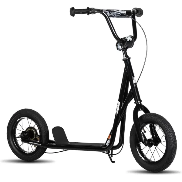 imageJOYSTAR Kick Scooter for Ages 59 Years Old Boys Girls 12 Inch Big Wheels Scooters for Kids Teens and Adults Rear Brake and Adjustable Handlebar Kids ScooterBlack