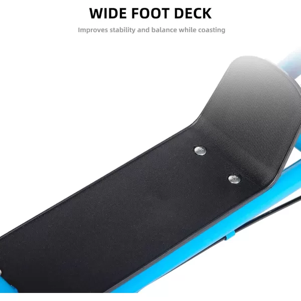 imageJOYSTAR Kick Scooter for Ages 59 Years Old Boys Girls 12 Inch Big Wheels Scooters for Kids Teens and Adults Rear Brake and Adjustable Handlebar Kids ScooterBlue