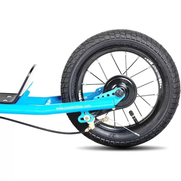 imageJOYSTAR Kick Scooter for Ages 59 Years Old Boys Girls 12 Inch Big Wheels Scooters for Kids Teens and Adults Rear Brake and Adjustable Handlebar Kids ScooterBlue