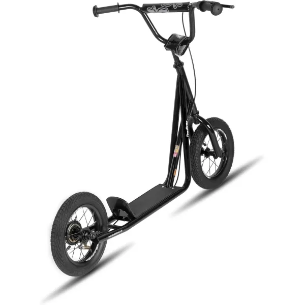 imageJOYSTAR Kick Scooter for Ages 59 Years Old Boys Girls 12 Inch Big Wheels Scooters for Kids Teens and Adults Rear Brake and Adjustable Handlebar Kids ScooterBlack