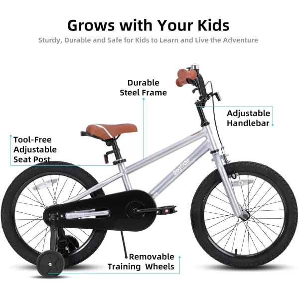 imageJOYSTAR Kids Bike for Ages 212 Years Old Boys Girls 1220 Inch BMX Style Kids Bikes with Training Wheels Children Bicycle for Kids and Toddler Multiple ColorsSilver