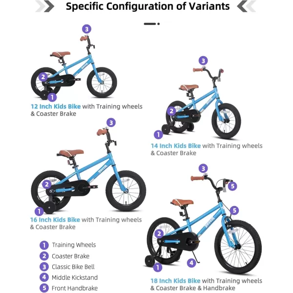 imageJOYSTAR Kids Bike for Ages 212 Years Old Boys Girls 1220 Inch BMX Style Kids Bikes with Training Wheels Children Bicycle for Kids and Toddler Multiple ColorsBlue