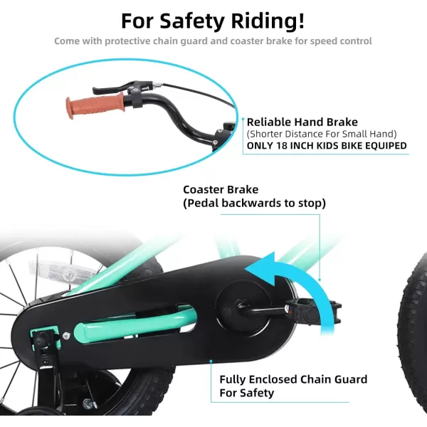 imageJOYSTAR Kids Bike for Ages 212 Years Old Boys Girls 1220 Inch BMX Style Kids Bikes with Training Wheels Children Bicycle for Kids and Toddler Multiple ColorsMint Green